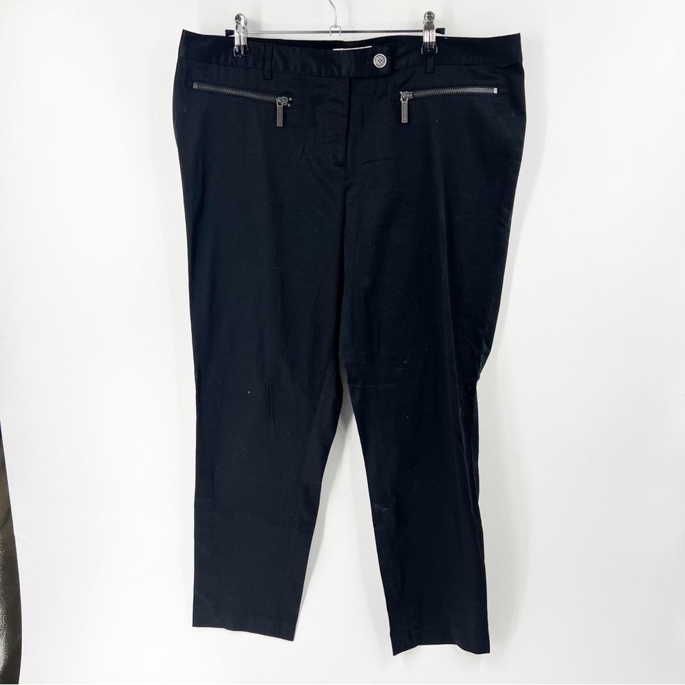 ✅‎ MICHAEL MICHAEL KORS BLACK FRONT ZIPPER CROPPED TROUSER PANTS SIZE 14